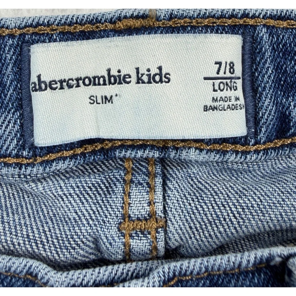 Abercrombie Kids Boys Slim Long Jeans Medium Wash Denim Size 7/8 Long